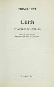 Lilith : et autres nouvelles / Primo Levi ; trad. Martine Schruoffeneger